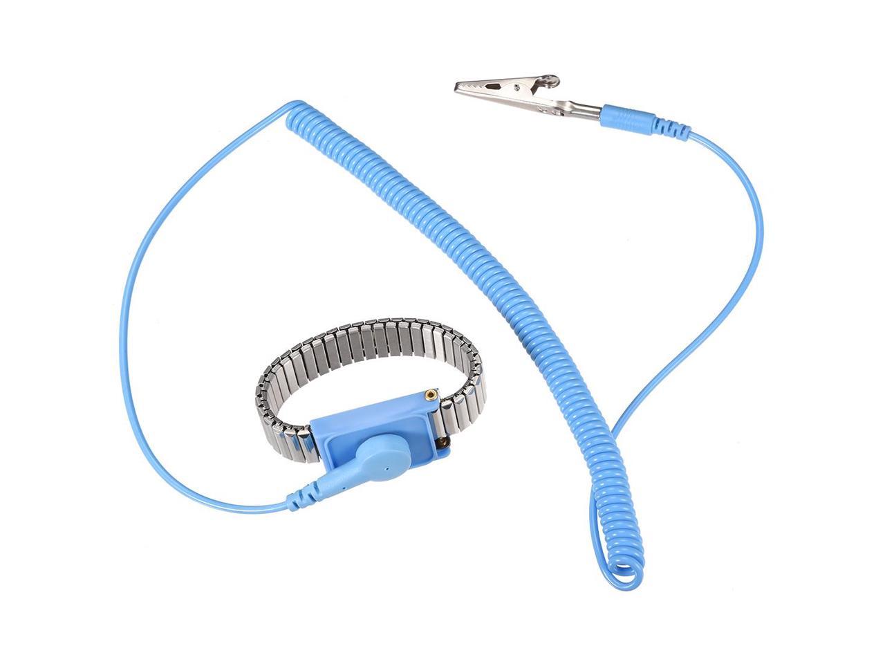 Anti Static Wrist Straps, ESD Components, Stainless Steel Magnetic Tray Grounding Wire Alligator Clip 2.2m 3pcs
